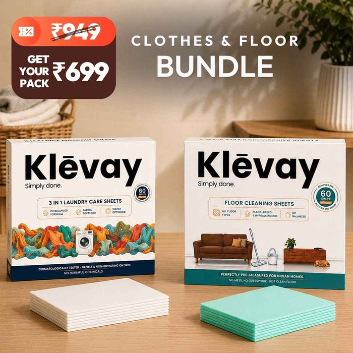 The Klevay Clean Home Bundle with laundry sheets and floor cleaning sheets