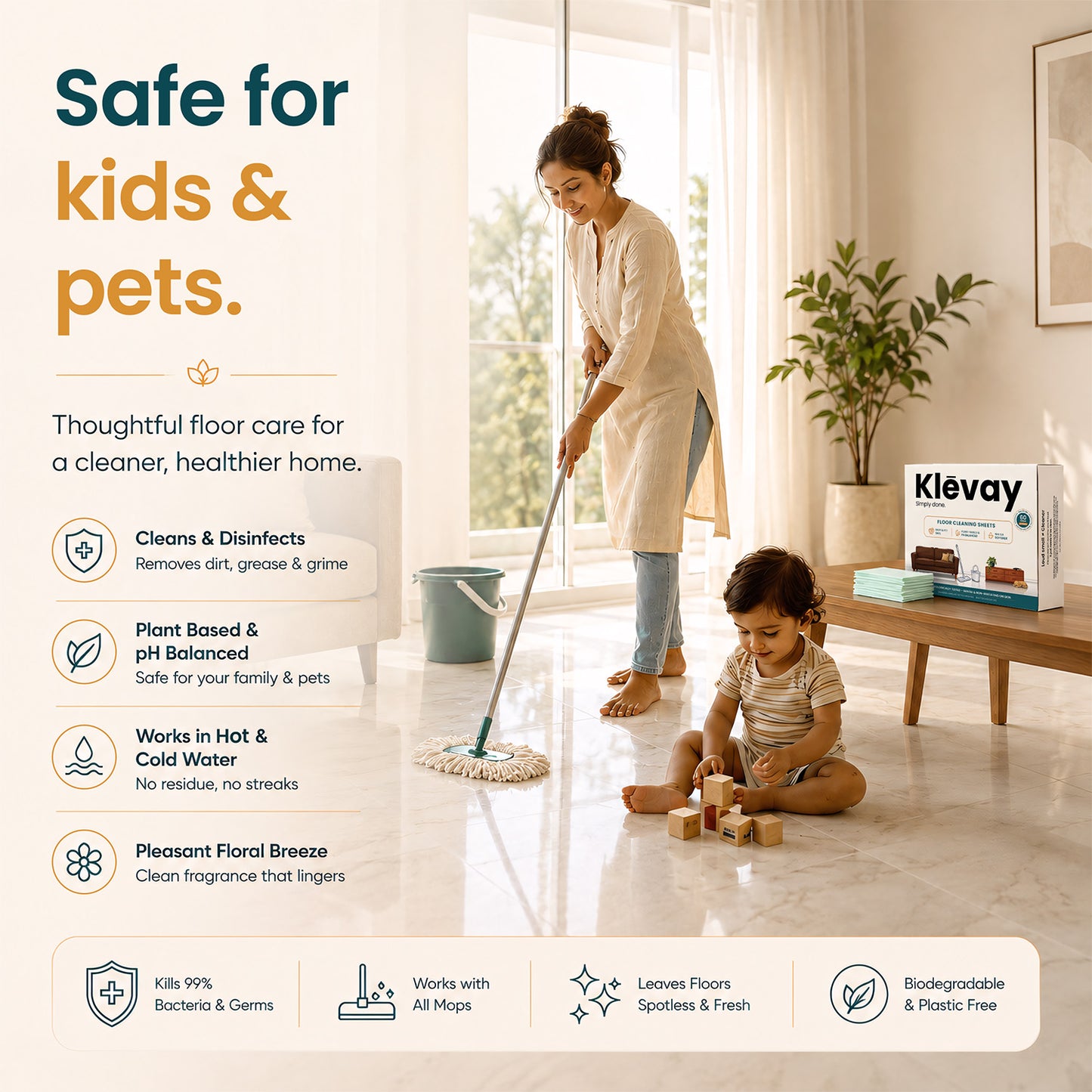 Baby & Pet Safe Gentle Floor Cleaning Sheets
