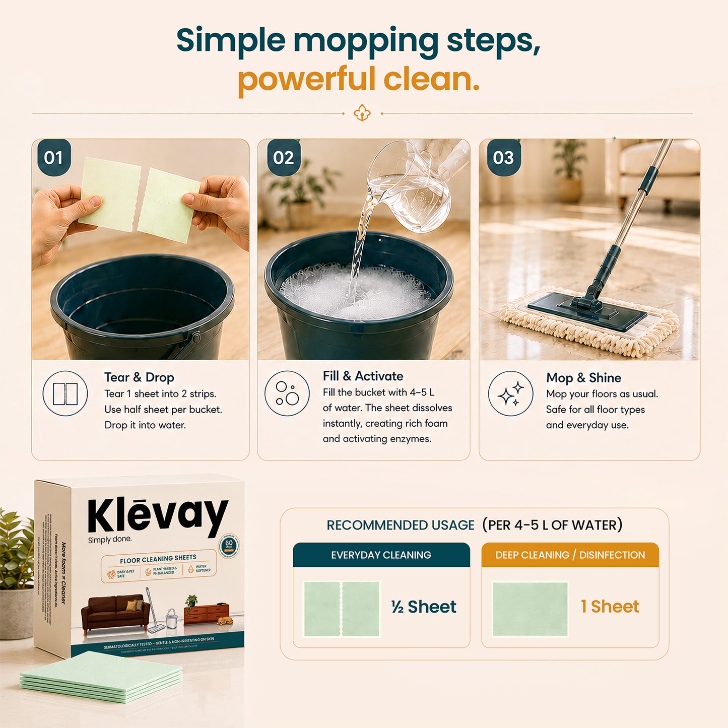 Baby & Pet Safe Gentle Floor Cleaning Sheets