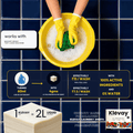 Klevay laundry sheets benefits graphic on a navy tile background with a gloved hand and sheet pack
