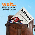 Klevay travel laundry pack in a brown leather bag